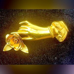 Coro MCM Hand Flower Gold Brooch